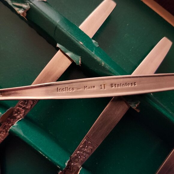 VINTAGE Insilco Mark II Stainless Steel Flatware Lot of 4 Floral Spoons BNIP - Picture 4 of 4